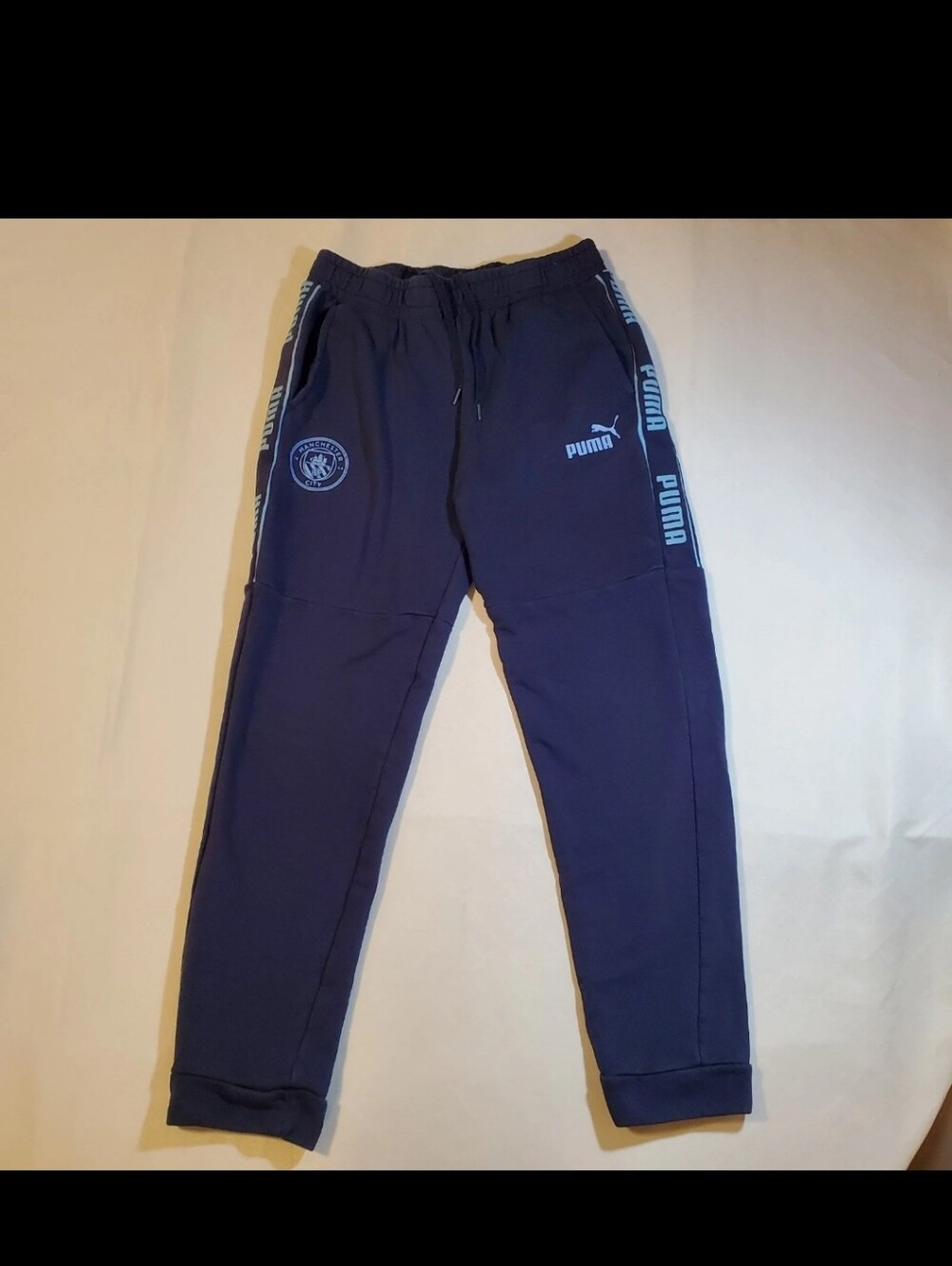Puma Manchester City MCFC Logo Tape Track Pants Joggers Men's Size Medium Soccer
